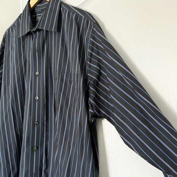 Kenneth Cole | men’s black stripe button down shirt - XL regular fit - Picture 3 of 8